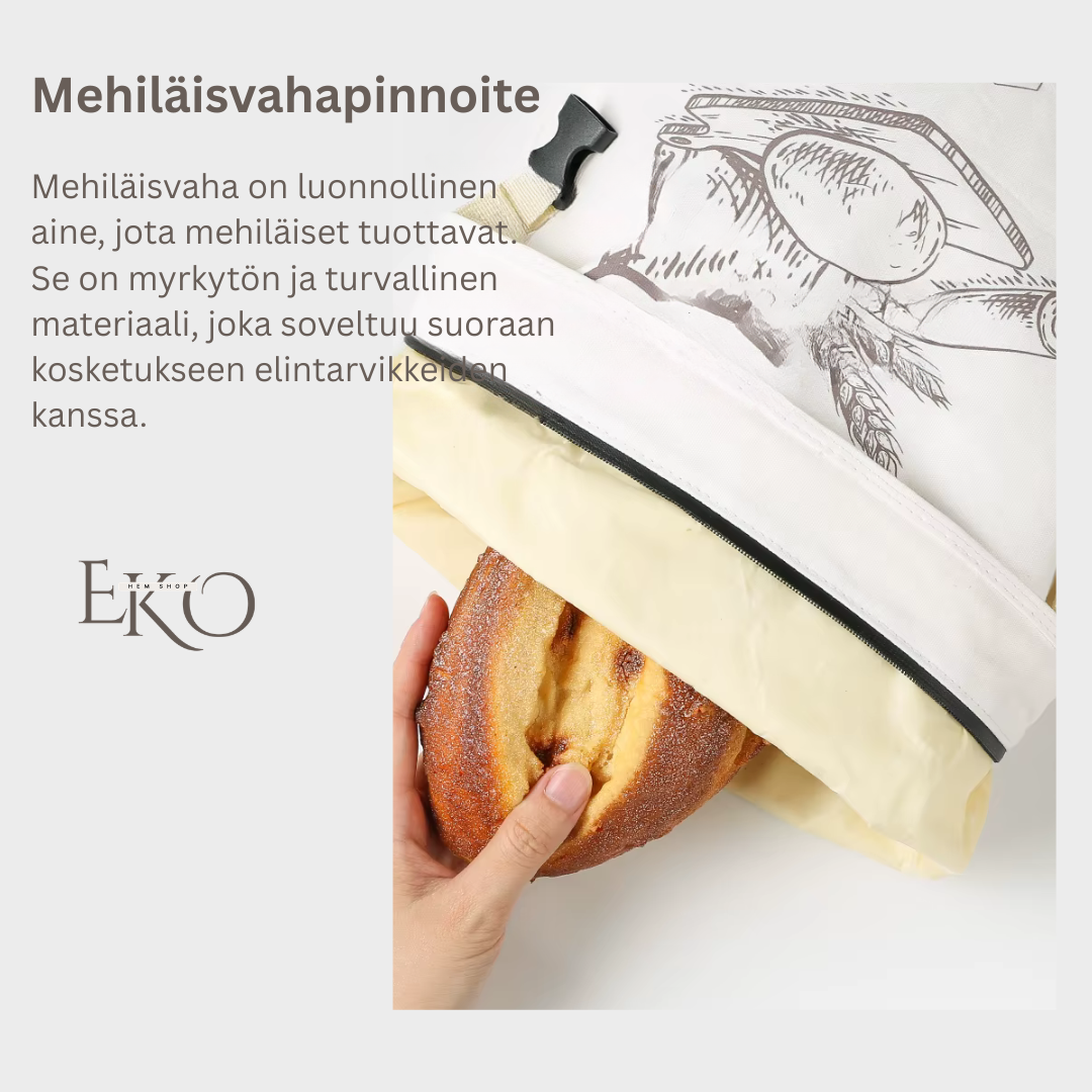 Ekologinen mehiläisvahaleipäpussi – 100 % puuvillaa