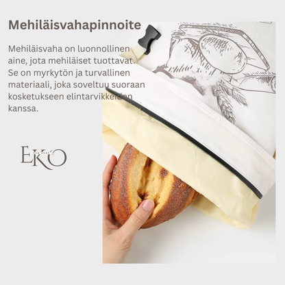 Ekologinen mehiläisvahaleipäpussi – 100 % puuvillaa
